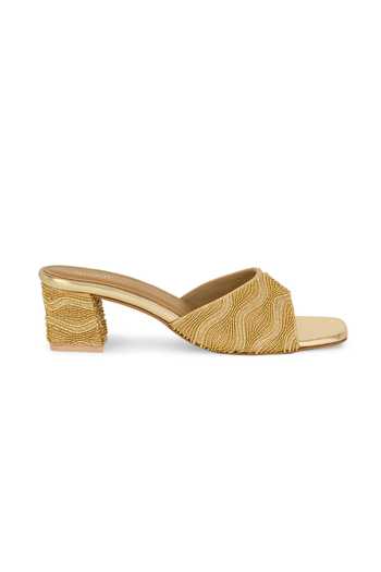 Anaar Gold Wingwoman Blended Woven Heels Online at Aza Fashions Anaar_Gold Wingwoman Blended Woven Heels _Online_at_Aza_Fashions