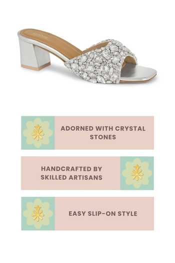 Anaar Silver Heiress Satin Heels at Aza Fashions Anaar_Silver Heiress Satin Heels _at_Aza_Fashions