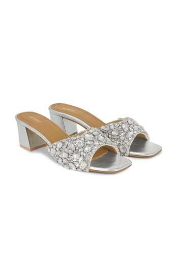 Buy Anaar Silver Heiress Satin Heels Buy_Anaar_Silver Heiress Satin Heels