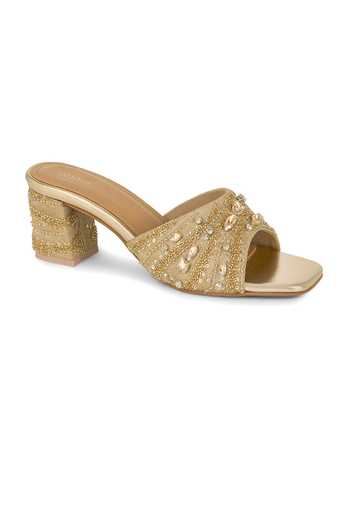 Shop Anaar Gold Muse Inc Blended Woven Heels Online at Aza Fashions Shop_Anaar_Gold Muse Inc Blended Woven Heels _Online_at_Aza_Fashions