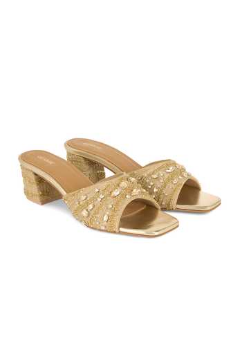 Anaar Gold Muse Inc Blended Woven Heels at Aza Fashions Anaar_Gold Muse Inc Blended Woven Heels _at_Aza_Fashions