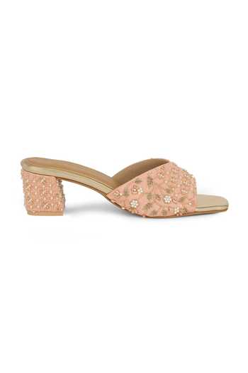 Anaar Pink Party Royalty Embroidered Checkered Heels Online at Aza Fashions Anaar_Pink Party Royalty Embroidered Checkered Heels _Online_at_Aza_Fashions