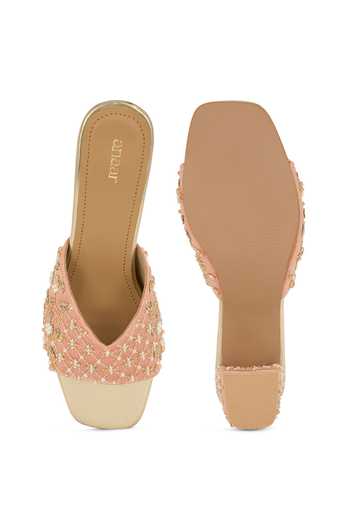 Anaar Party Royalty Embroidered Checkered Heels