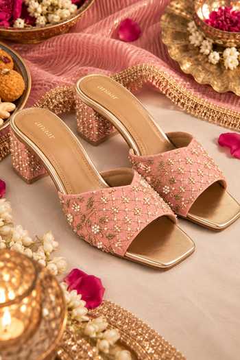 Anaar Party Royalty Embroidered Checkered Heels