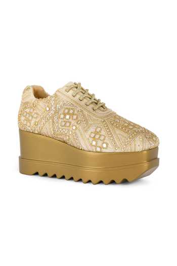 Buy Anaar Gold Band Baja Bling Chiffon Sneakers Buy_Anaar_Gold Band Baja Bling Chiffon Sneakers