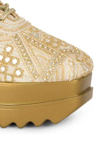 Shop Anaar Gold Band Baja Bling Chiffon Sneakers Shop_Anaar_Gold Band Baja Bling Chiffon Sneakers