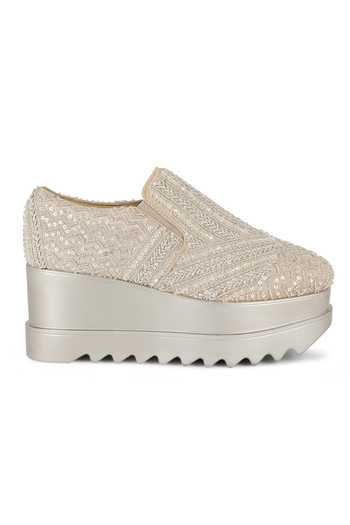 Buy Anaar Silver Glamarama Sequinned Wedge Sneakers Online at Aza Fashions Buy_Anaar_Silver Glamarama Sequinned Wedge Sneakers _Online_at_Aza_Fashions