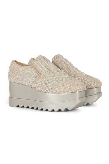 Shop Anaar Silver Glamarama Sequinned Wedge Sneakers Online at Aza Fashions Shop_Anaar_Silver Glamarama Sequinned Wedge Sneakers _Online_at_Aza_Fashions
