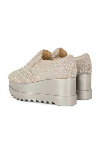 Anaar Silver Glamarama Sequinned Wedge Sneakers at Aza Fashions Anaar_Silver Glamarama Sequinned Wedge Sneakers _at_Aza_Fashions