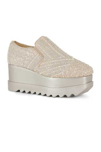 Buy Anaar Silver Glamarama Sequinned Wedge Sneakers Buy_Anaar_Silver Glamarama Sequinned Wedge Sneakers