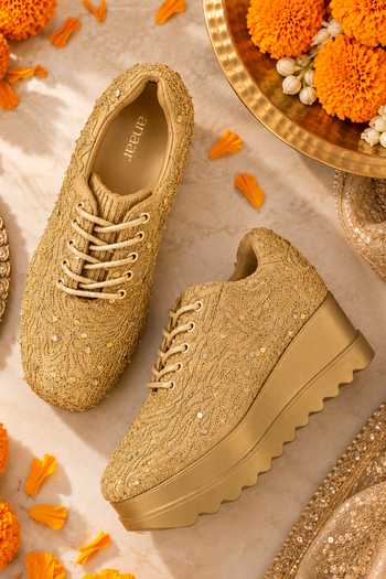 Anaar Wink & Clink Embroidered Wedge Sneakers