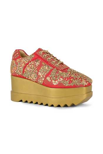 Buy Anaar Red Jodi And Co Embellished Sneakers Buy_Anaar_Red Jodi And Co Embellished Sneakers