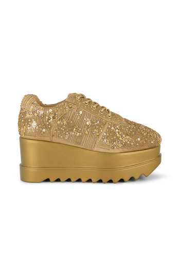 Buy Anaar Gold Dastoor Zari And Cutdana Embellished Sneakers Online at Aza Fashions Buy_Anaar_Gold Dastoor Zari And Cutdana Embellished Sneakers _Online_at_Aza_Fashions