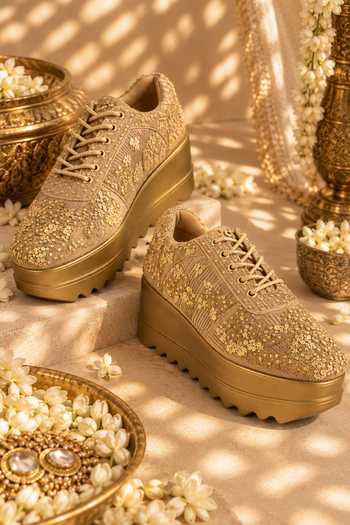 Anaar Dastoor Zari & Cutdana Embellished Sneakers