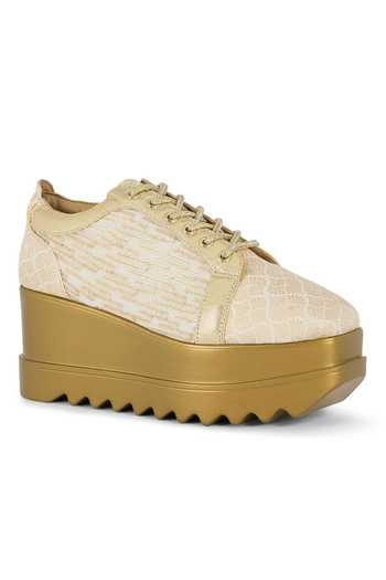 Buy Anaar Gold Toast And Twirl Brocade Sneakers Buy_Anaar_Gold Toast And Twirl Brocade Sneakers