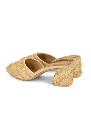 Shop Anaar Gold Ditsy Ritzy Satin Heels Online at Aza Fashions Shop_Anaar_Gold Ditsy Ritzy Satin Heels _Online_at_Aza_Fashions