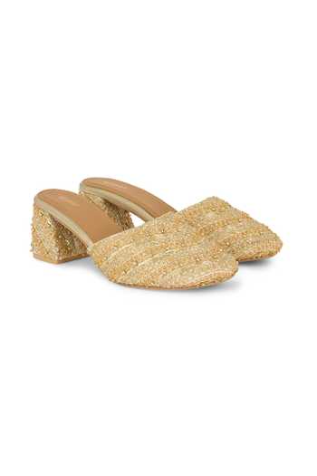Buy Anaar Gold Ditsy Ritzy Satin Heels Buy_Anaar_Gold Ditsy Ritzy Satin Heels