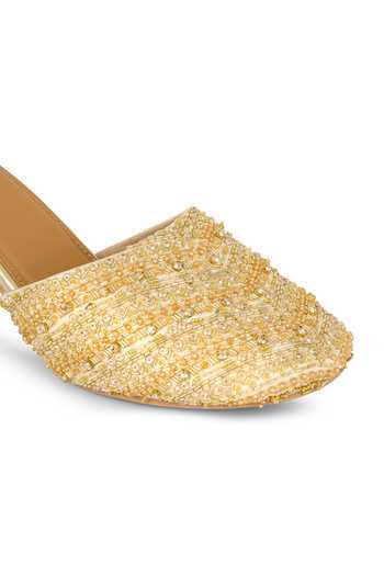 Shop Anaar Gold Ditsy Ritzy Satin Heels Shop_Anaar_Gold Ditsy Ritzy Satin Heels