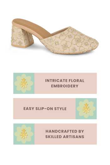 Shop Anaar Off White Rosalita Embroidered Heels Shop_Anaar_Off White Rosalita Embroidered Heels