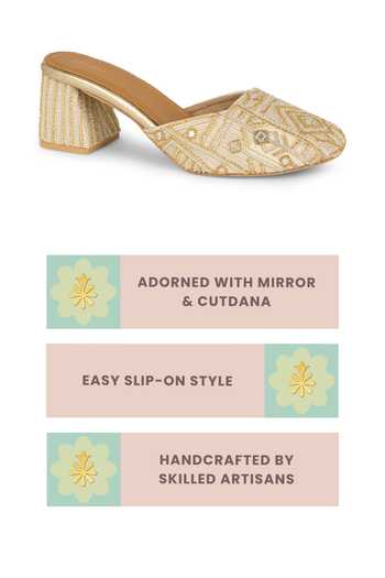 Anaar Off White Smitten Geometric Embellished Block Heels at Aza Fashions Anaar_Off White Smitten Geometric Embellished Block Heels _at_Aza_Fashions