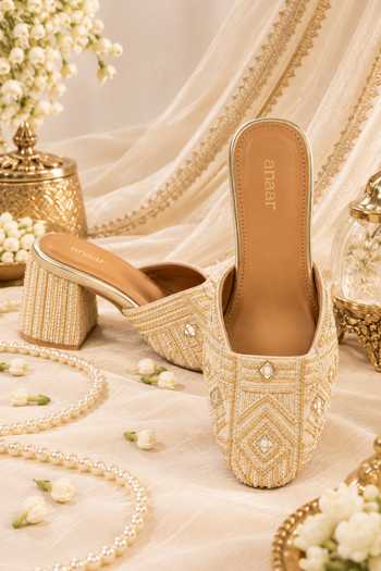 Anaar Smitten Geometric Embellished Block Heels