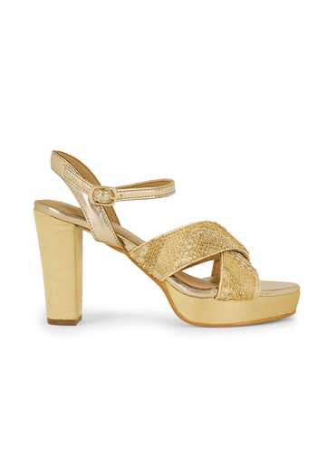 Anaar Gold Wild Child Embellished Platform Heels Online at Aza Fashions Anaar_Gold Wild Child Embellished Platform Heels _Online_at_Aza_Fashions