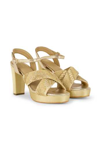 Anaar Gold Wild Child Embellished Platform Heels at Aza Fashions Anaar_Gold Wild Child Embellished Platform Heels _at_Aza_Fashions
