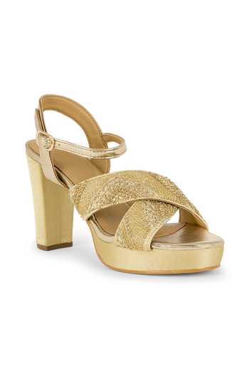 Buy Anaar Gold Wild Child Embellished Platform Heels Buy_Anaar_Gold Wild Child Embellished Platform Heels