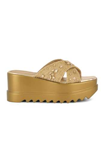 Anaar Gold Shimmerville Strap Embellished Heels Online at Aza Fashions Anaar_Gold Shimmerville Strap Embellished Heels _Online_at_Aza_Fashions