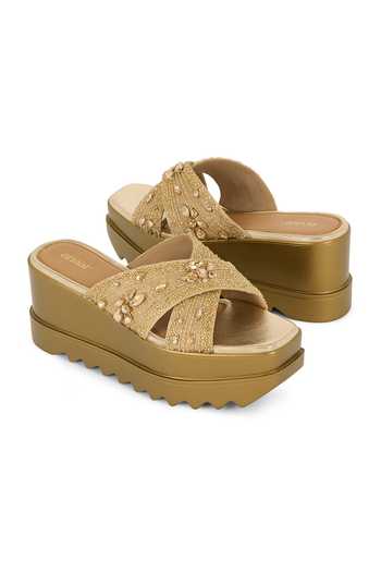 Anaar Gold Shimmerville Strap Embellished Heels at Aza Fashions Anaar_Gold Shimmerville Strap Embellished Heels _at_Aza_Fashions