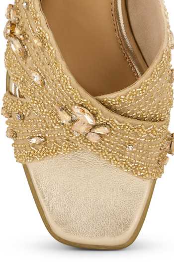 Buy Anaar Gold Shimmerville Strap Embellished Heels Buy_Anaar_Gold Shimmerville Strap Embellished Heels