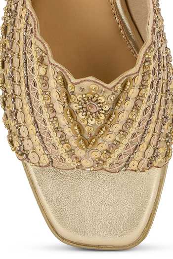Buy Anaar Gold Spellbound Embellished Platform Wedge Heels Buy_Anaar_Gold Spellbound Embellished Platform Wedge Heels