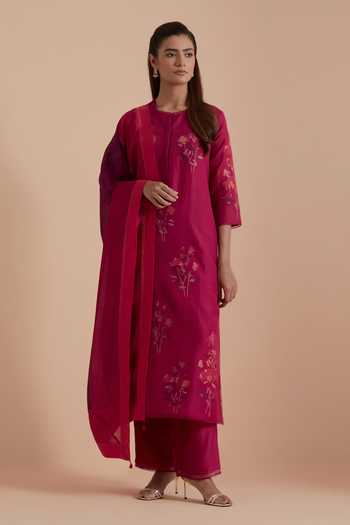 Kora Floral Brocade Woven Kurta Set 