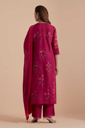 Kora Floral Brocade Woven Kurta Set 