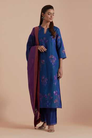 Kora Quilted Brocade Woven Kurta Pant Set 