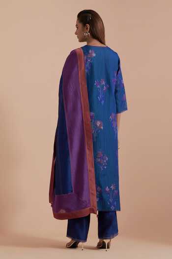 Kora Quilted Brocade Woven Kurta Pant Set 