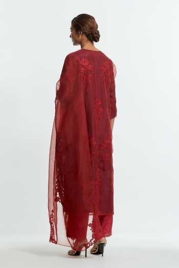 Kora Placement Embroidered Kurta Set 
