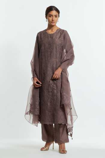 Kora Applique Work Kurta Pant Set 