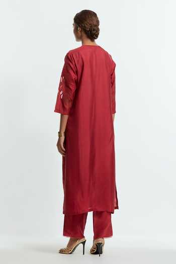 Kora Silk Embroidered Kurta Set 