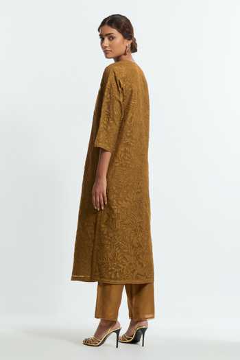 Kora Silk Applique Work Kurta Set 