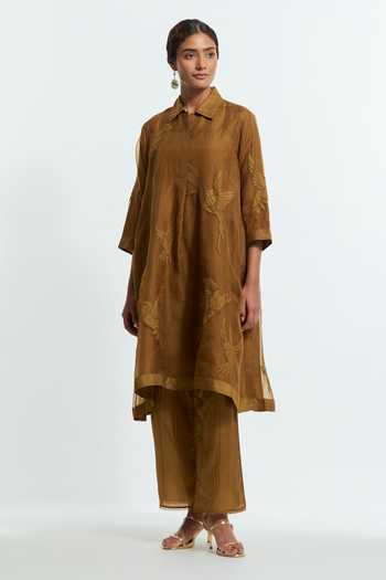 Kora Bird Applique Motif Kurta & Pant Set 