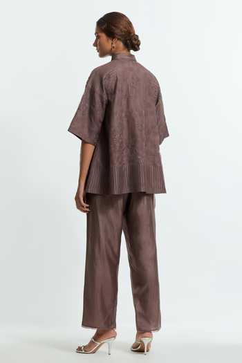 Kora Floral Applique Work Top & Pant Set 