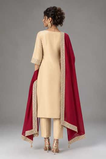 Monk & Mei By Sonia Anand Neckline Embroidered Kurta Set 