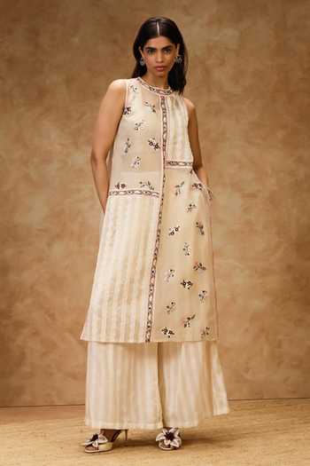 Needleten Thread Work A-Line Dress 