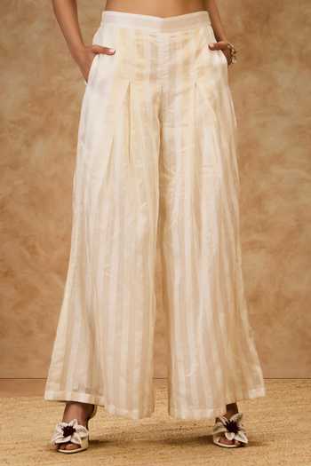 Buy Needleten Gold Cotton, Tissue Round Neck Thread Work A-line Dress Buy_Needleten_Gold Cotton, Tissue Round Neck Thread Work A-line Dress