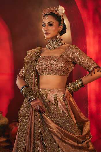 Payal & Zinal_Pink Georgette Nazara Embroidered Lehenga Set _Online_at_Aza_Fashions
