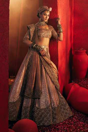 Shop_Payal & Zinal_Pink Georgette Nazara Embroidered Lehenga Set _Online_at_Aza_Fashions