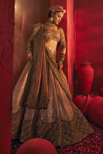 Payal & Zinal_Pink Georgette Nazara Embroidered Lehenga Set _at_Aza_Fashions