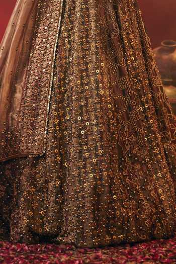 Payal & Zinal Multi Color Round Neck Zareen Embroidered Lehenga Set Online at Aza Fashions Payal & Zinal_Multi Color Round Neck Zareen Embroidered Lehenga Set _Online_at_Aza_Fashions