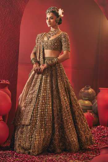 Buy Payal & Zinal Multi Color Round Neck Zareen Embroidered Lehenga Set Online at Aza Fashions Buy_Payal & Zinal_Multi Color Round Neck Zareen Embroidered Lehenga Set _Online_at_Aza_Fashions